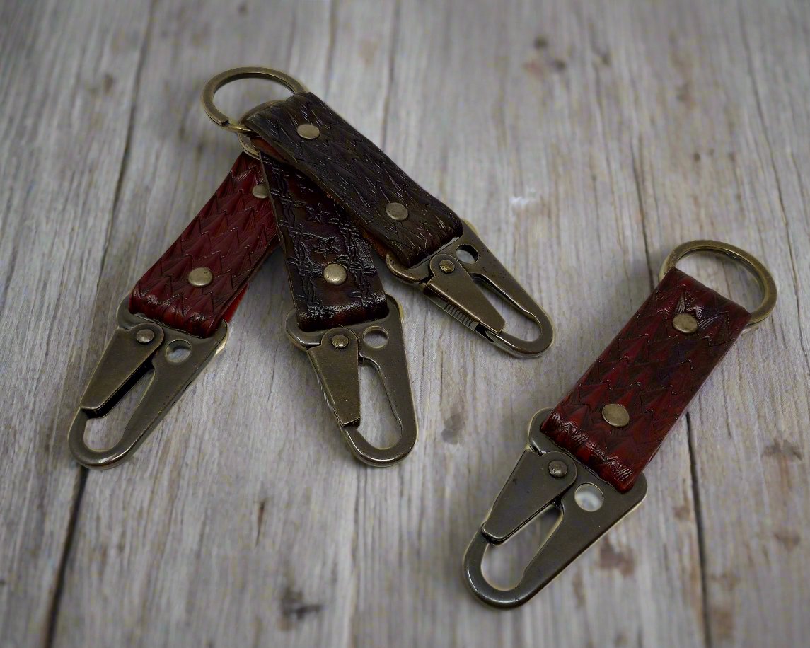 Antiqued Brass and Leather Key Clip