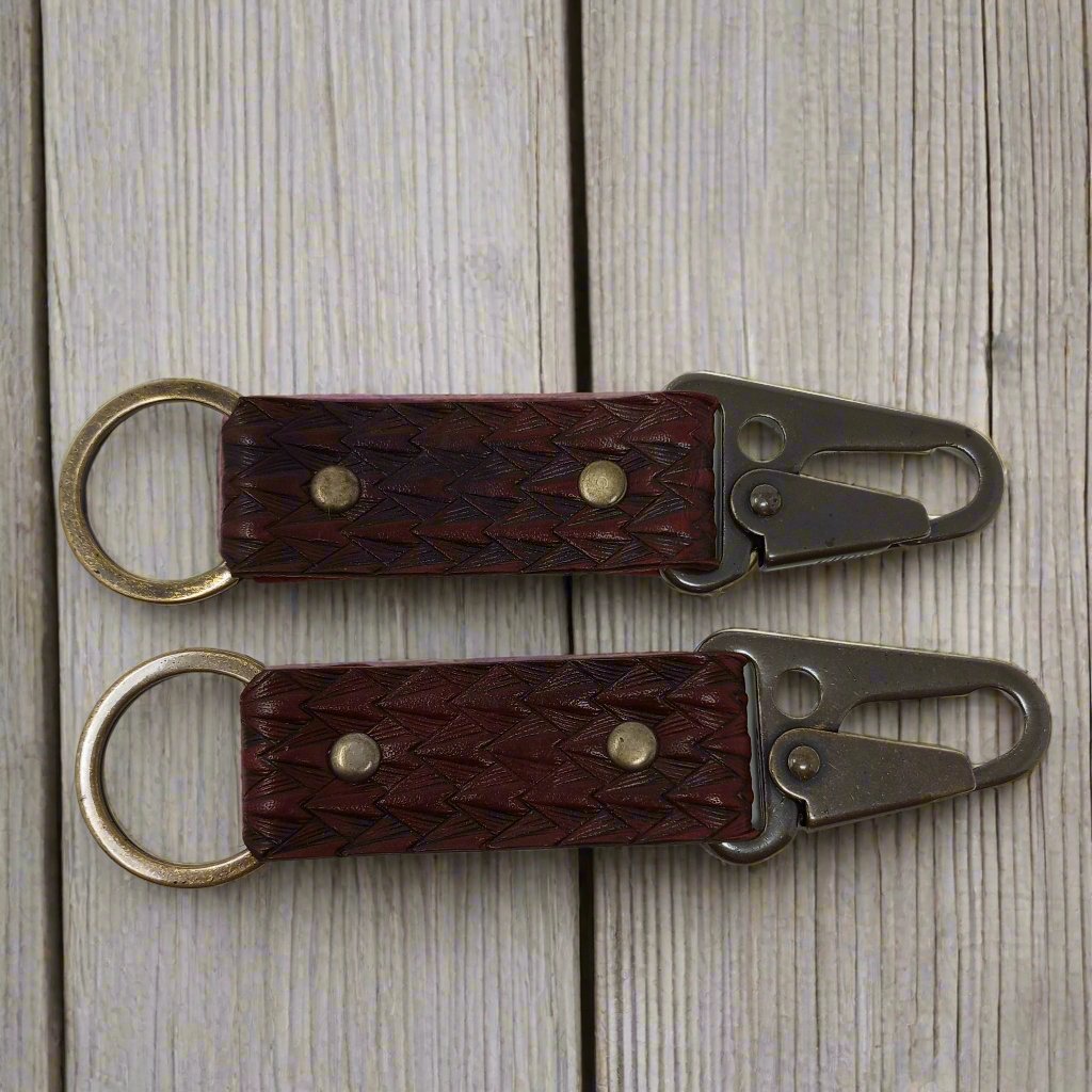 Antiqued Brass and Leather Key Clip