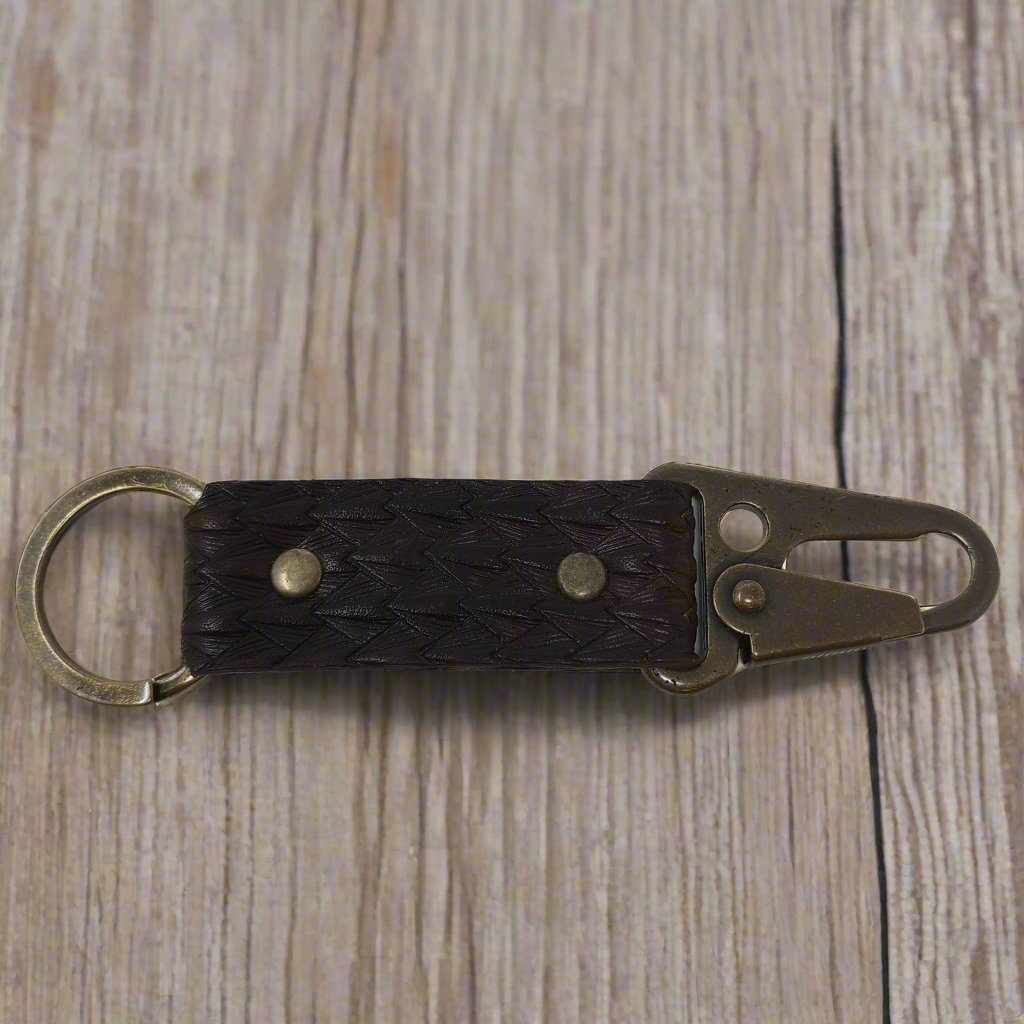 Antiqued Brass and Leather Key Clip