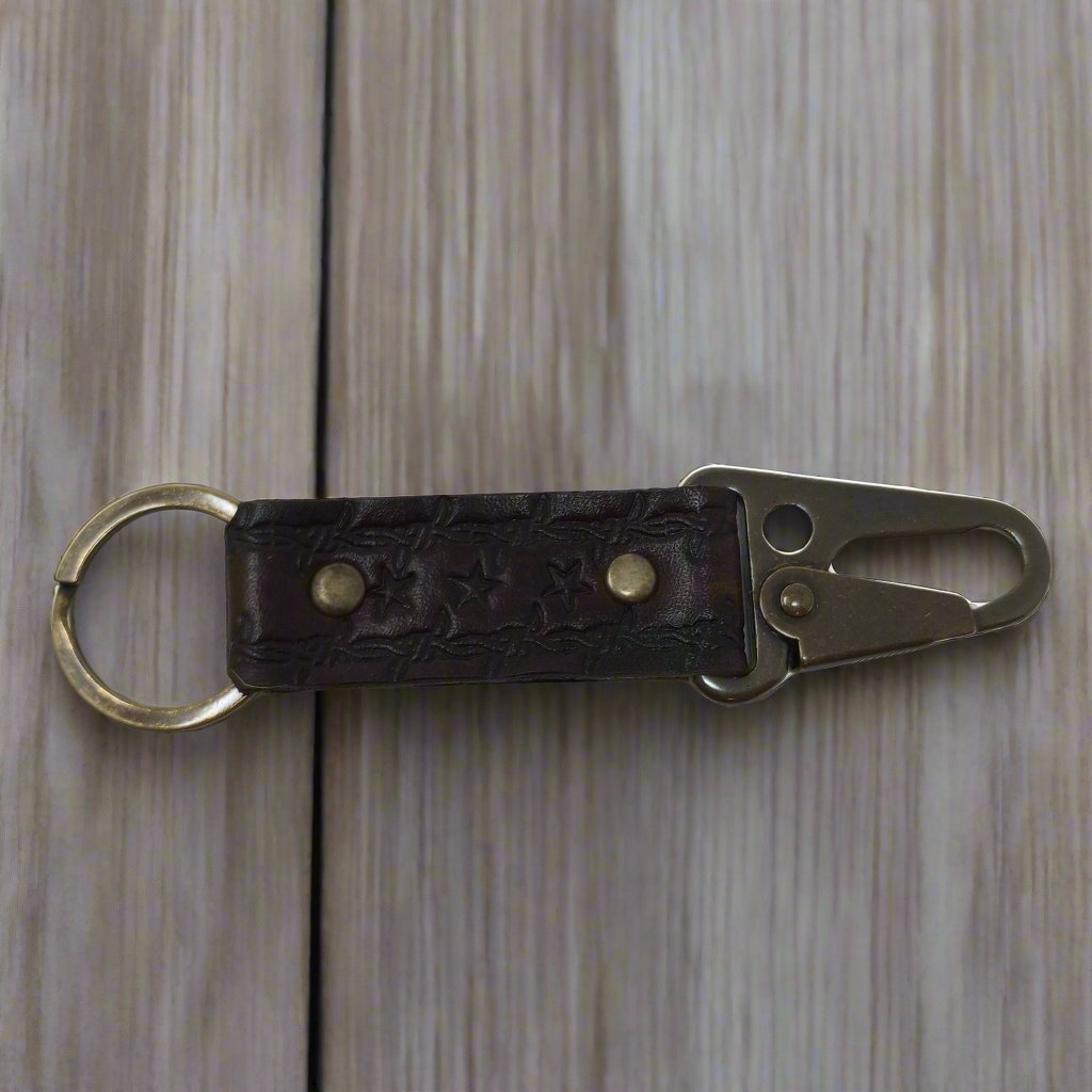 Antiqued Brass and Leather Key Clip